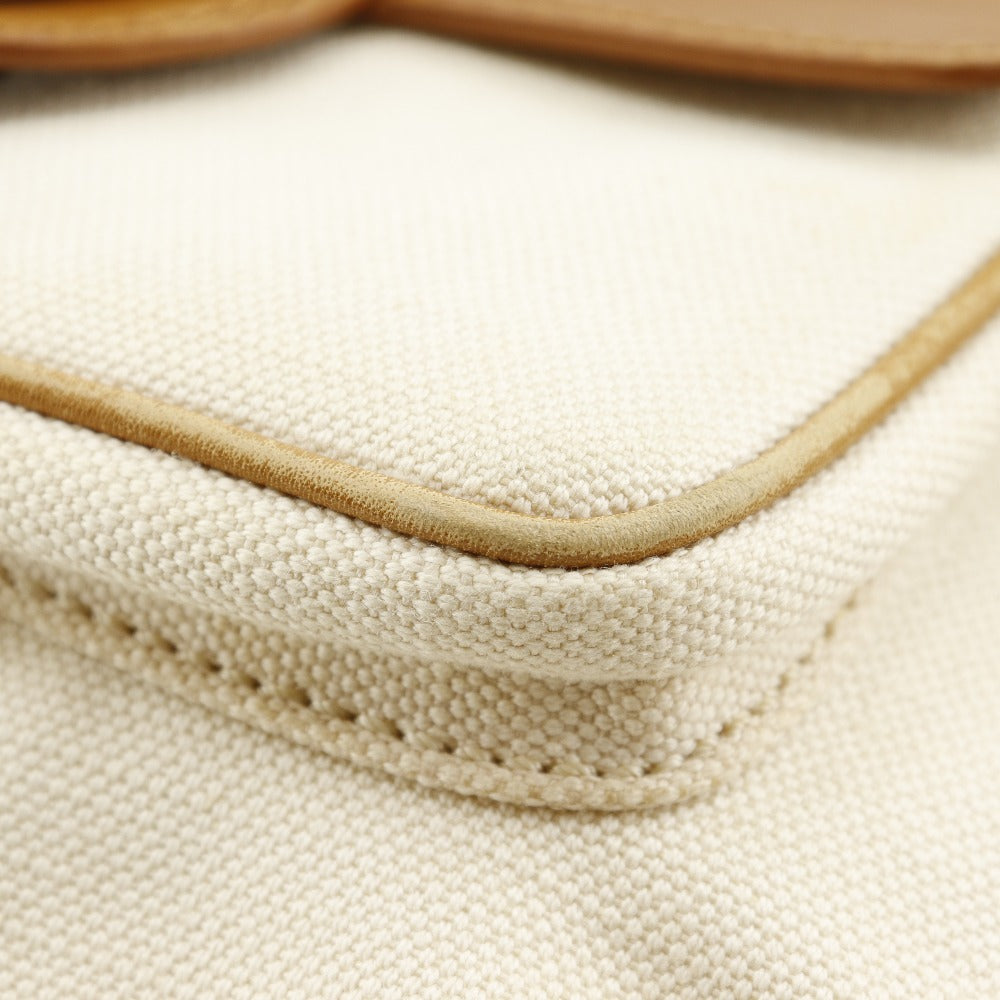 CELINE Shoulder Bag canvas beige Carriage Metal Women Used Authentic