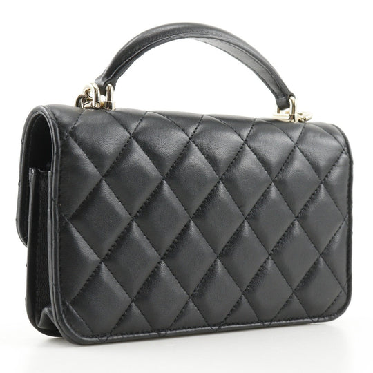 CHANEL Shoulder Bag AP3226 lambskin black Matrasse Smartphone Shoulder 2WAY Mini Chain Shoulder Women Used Authentic