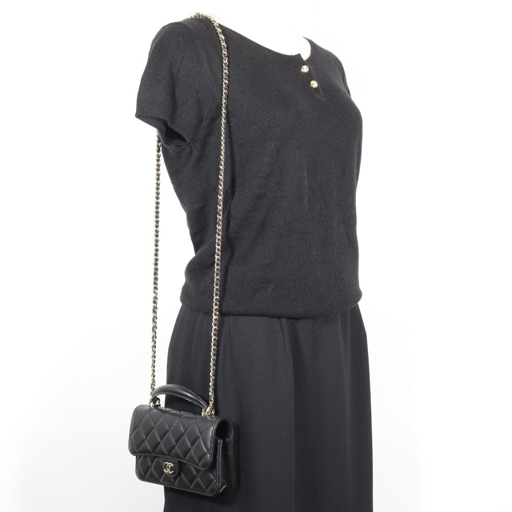 CHANEL Shoulder Bag AP3226 lambskin black Matrasse Smartphone Shoulder 2WAY Mini Chain Shoulder Women Used Authentic