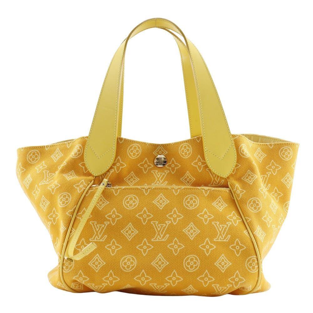 LOUIS VUITTON Tote Bag M95989 canvas yellow Monogram beach line Hippo Ipanema GM Women Used Authentic