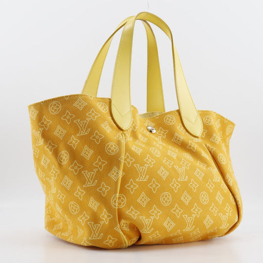 LOUIS VUITTON Tote Bag M95989 canvas yellow Monogram beach line Hippo Ipanema GM Women Used Authentic