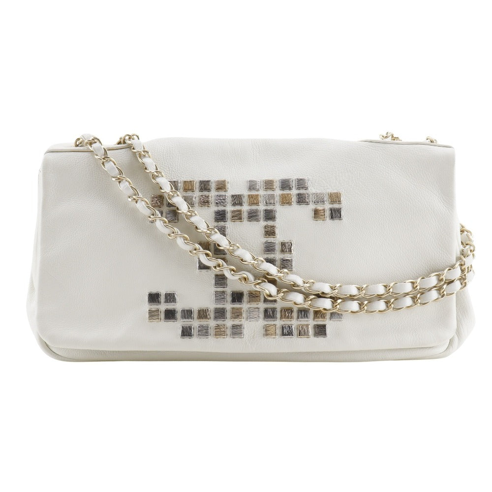 CHANEL Shoulder Bag A46041 lambskin white Double chain COCO Mark ChainShoulder Women Used Authentic