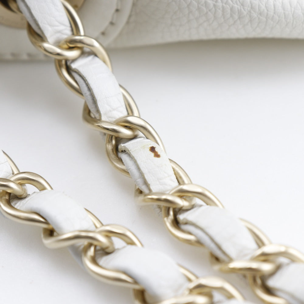 CHANEL Shoulder Bag A46041 lambskin white Double chain COCO Mark ChainShoulder Women Used Authentic