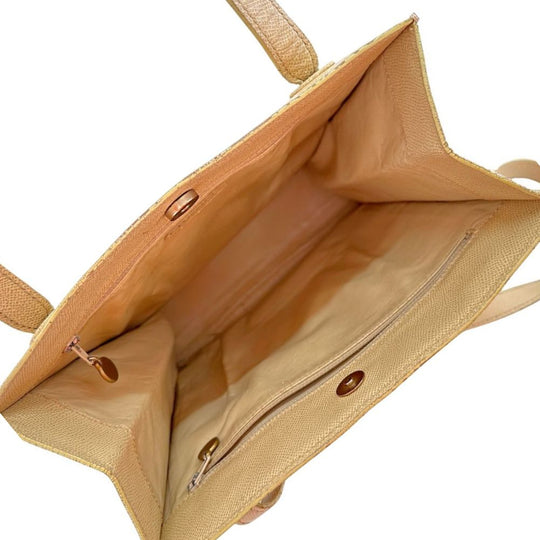 CHANEL Shoulder Bag leather yellow logo Women Used Authentic