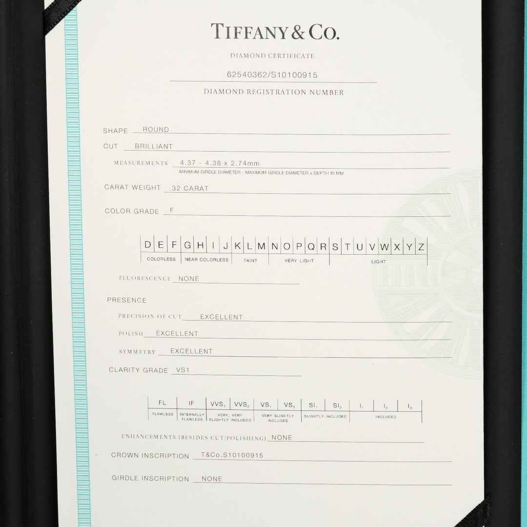 TIFFANY&Co. Ring 0.32ct VS1/F/3EX Pt950Platinum, Diamond Silver Solitaire Women Used Authentic