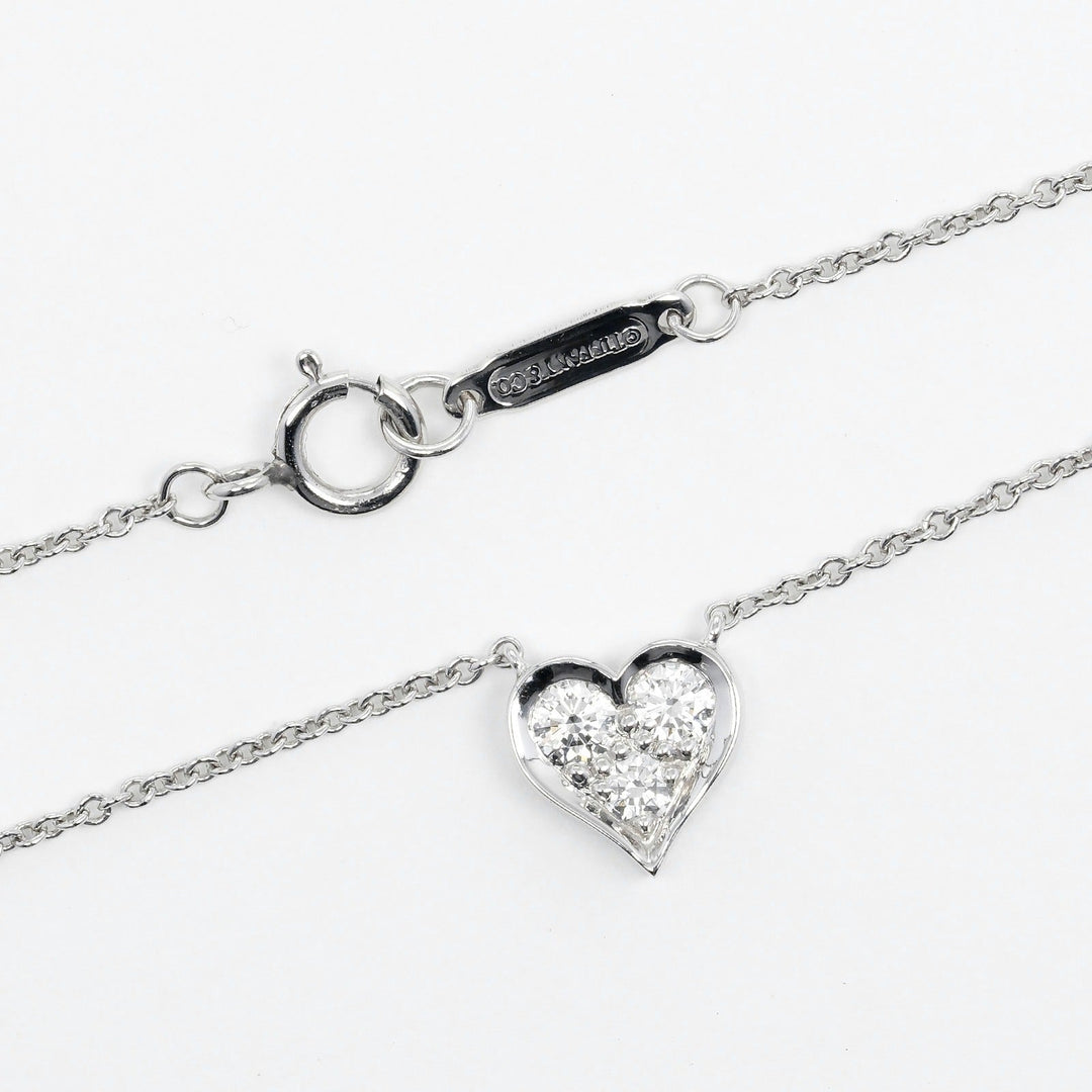 TIFFANY&Co. Necklace Pt950Platinum, Diamond gold Sentimental heart Women Used Authentic