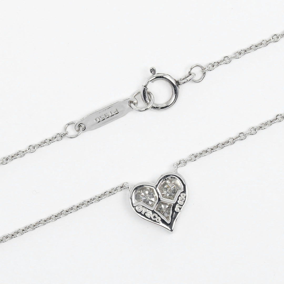 TIFFANY&Co. Necklace Pt950Platinum, Diamond gold Sentimental heart Women Used Authentic
