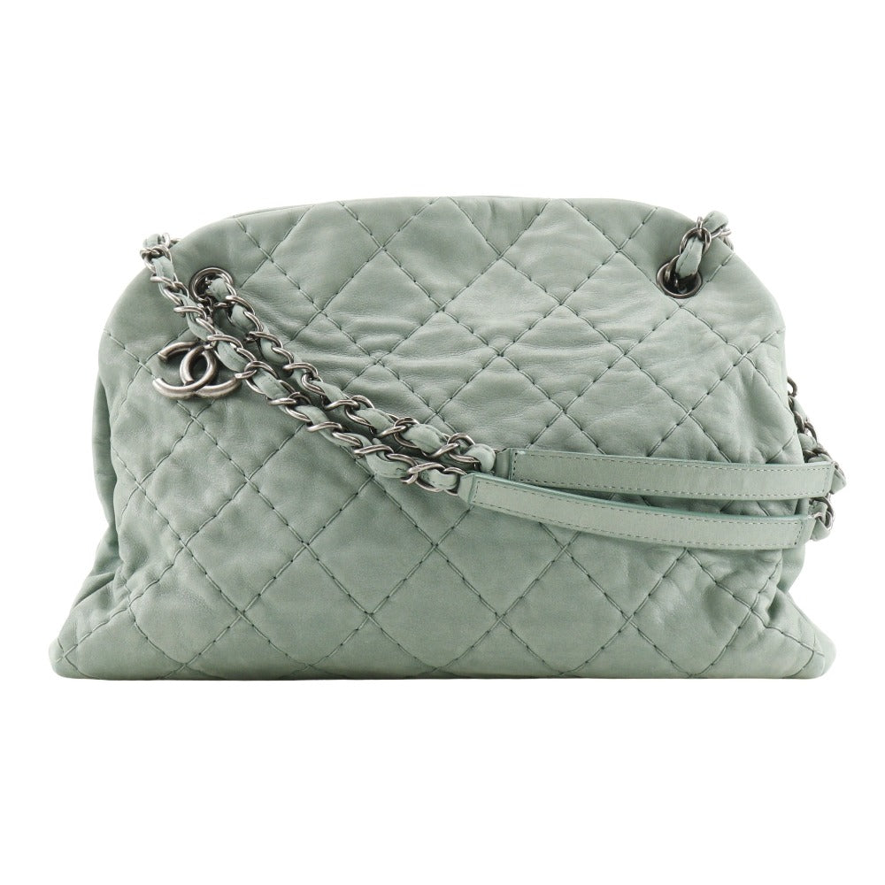 CHANEL Shoulder Bag A50558 Calfskin Green Wild stitch Mademoiselle boring bag