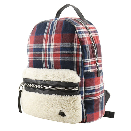 MONCLER Backpack Cotton, Wool, Nylon Red Check Pattern NEW GEORGE ZAINO Backpack Women Used Authentic