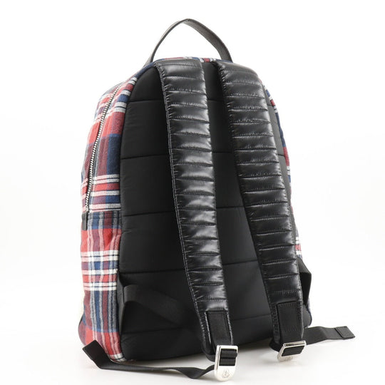 MONCLER Backpack Cotton, Wool, Nylon Red Check Pattern NEW GEORGE ZAINO Backpack Women Used Authentic