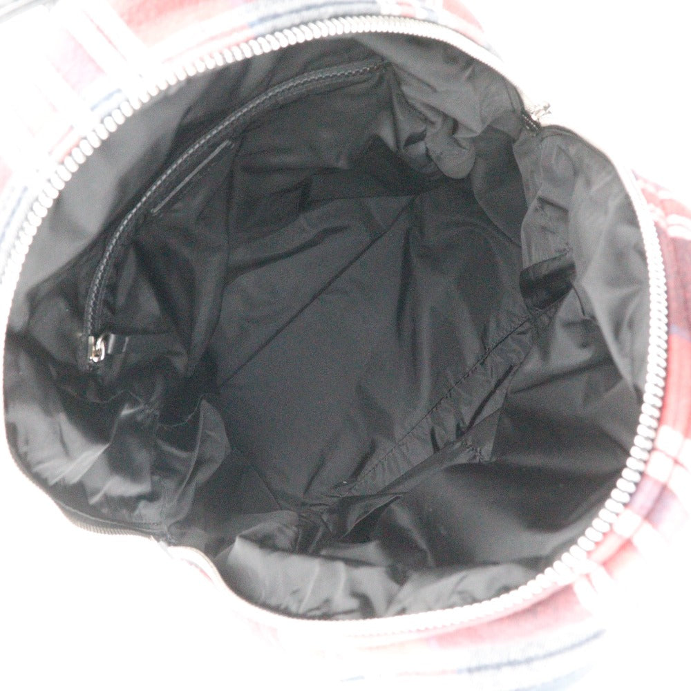 MONCLER Backpack Cotton, Wool, Nylon Red Check Pattern NEW GEORGE ZAINO Backpack Women Used Authentic