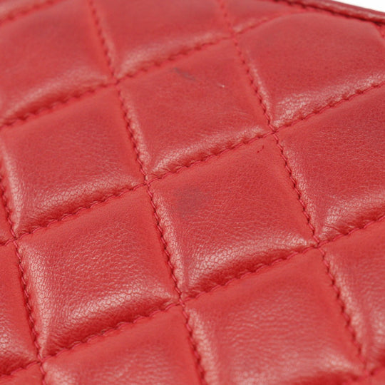 CHANEL Shoulder Bag lambskin Red vintage Matrasse COCO Mark ChainShoulder Women Used Authentic