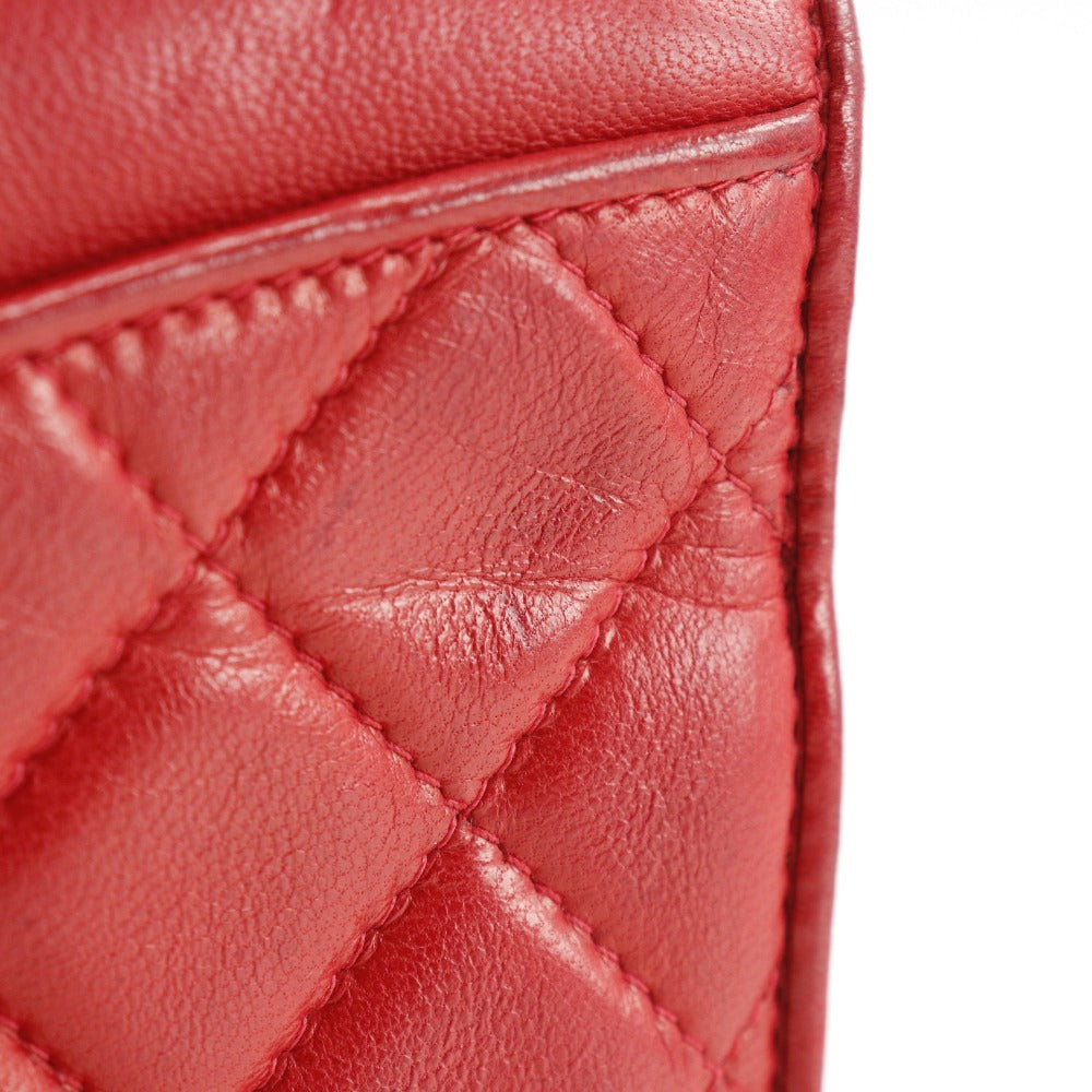 CHANEL Shoulder Bag lambskin Red vintage Matrasse COCO Mark ChainShoulder Women Used Authentic