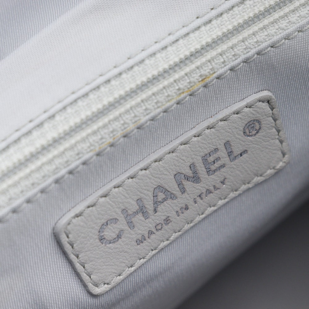 CHANEL Shoulder Bag A34206 Coated canvas Silver Matrasse one belt Paris Biarritz Women Used Authentic