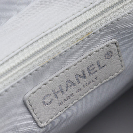 CHANEL Shoulder Bag A34206 Coated canvas Silver Matrasse one belt Paris Biarritz Women Used Authentic