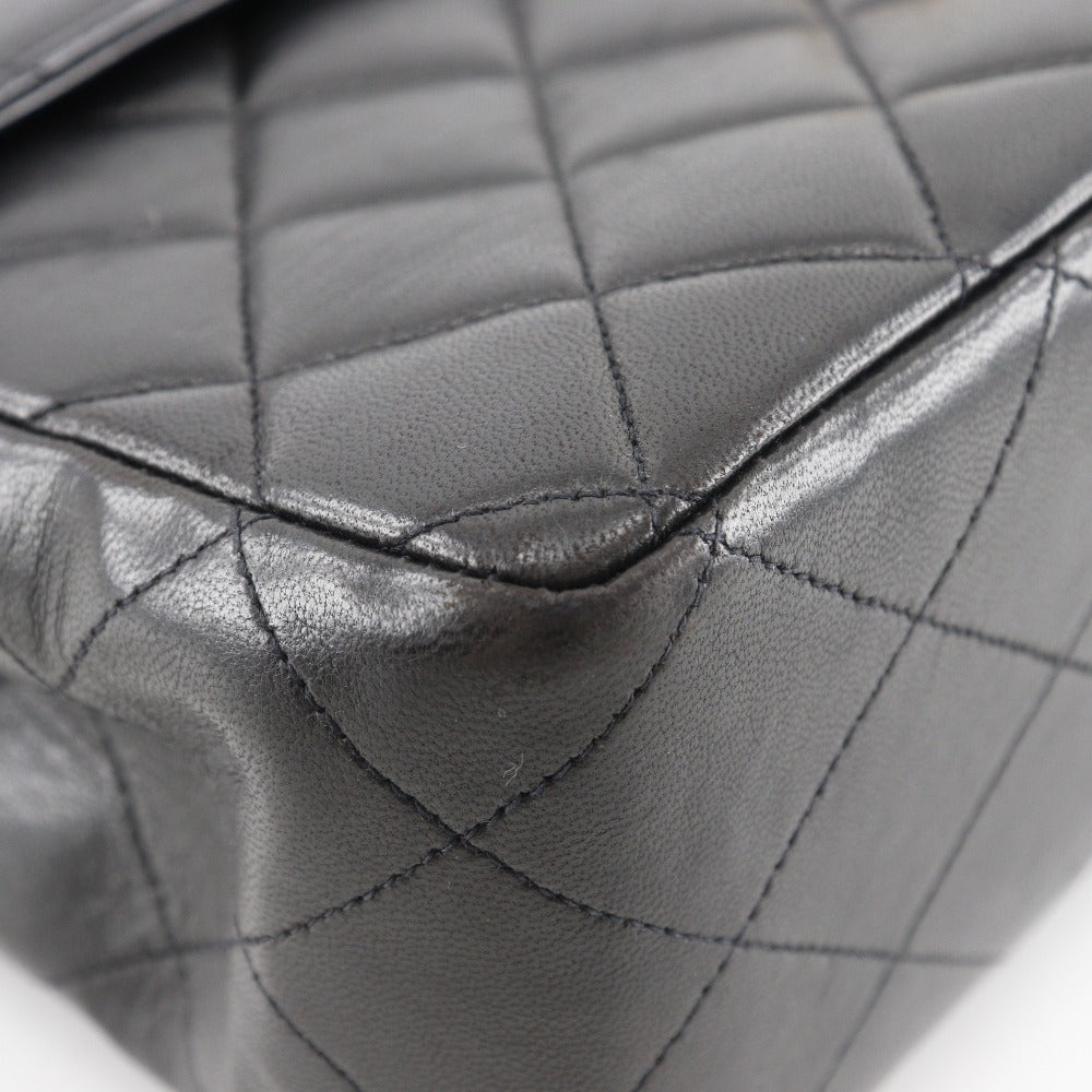 CHANEL Shoulder Bag lambskin black vintage Double chain Deca Trasse Women Used Authentic