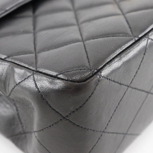 CHANEL Shoulder Bag lambskin black vintage Double chain Deca Trasse Women Used Authentic