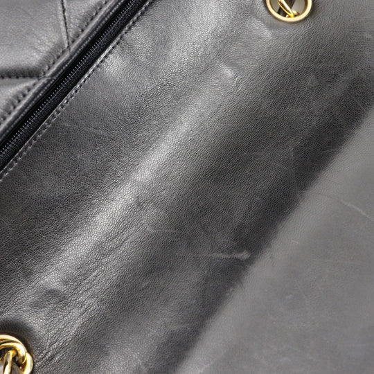 CHANEL Shoulder Bag lambskin black vintage Double chain Deca Trasse Women Used Authentic