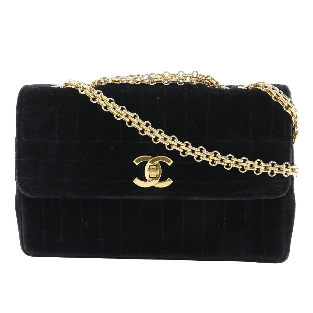 CHANEL Shoulder Bag Velor black Double chain Mademoiselle ChainShoulder Women Used Authentic