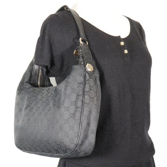 GUCCI Shoulder Bag 153010 GG canvas black one belt Women Used Authentic
