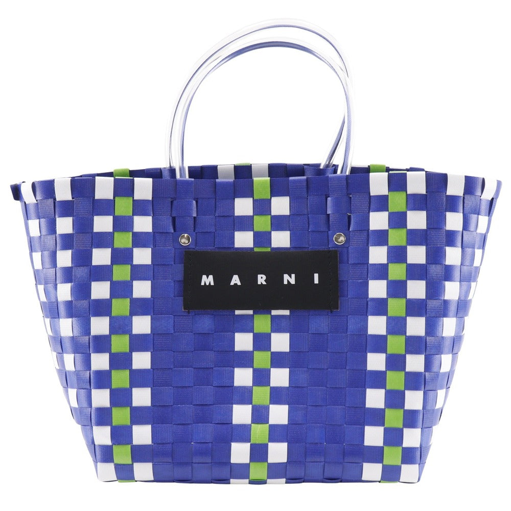 MARNI Handbag polypropylene blue basket Flower cafe picnic bag Women Used Authentic