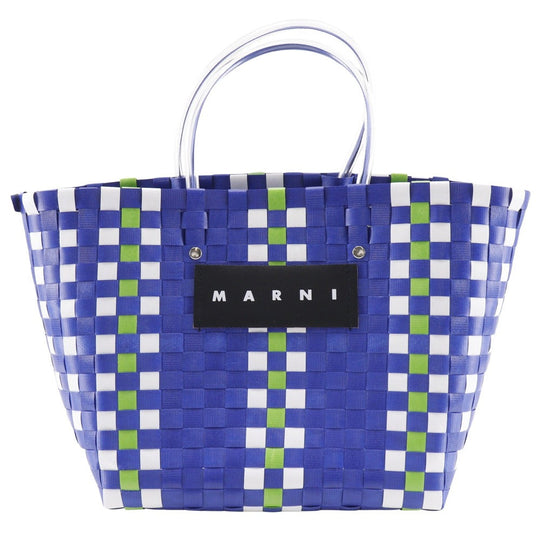 MARNI Handbag polypropylene blue basket Flower cafe picnic bag Women Used Authentic