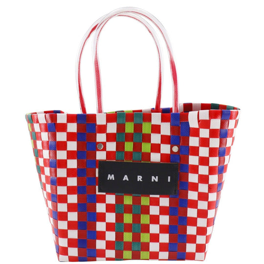 MARNI Handbag polypropylene Red Mini basket Flower cafe picnic bag Women Used Authentic