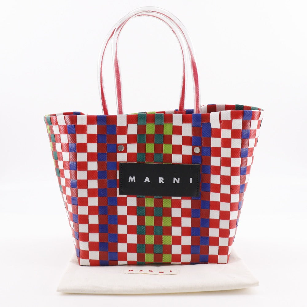 MARNI Handbag polypropylene Red Mini basket Flower cafe picnic bag Women Used Authentic