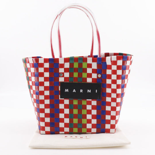 MARNI Handbag polypropylene Red Mini basket Flower cafe picnic bag Women Used Authentic
