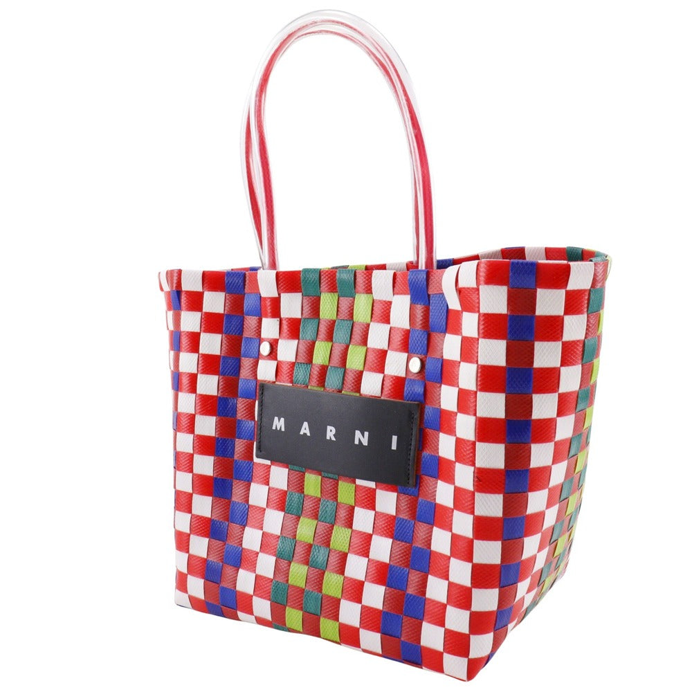 MARNI Handbag polypropylene Red Mini basket Flower cafe picnic bag Women Used Authentic