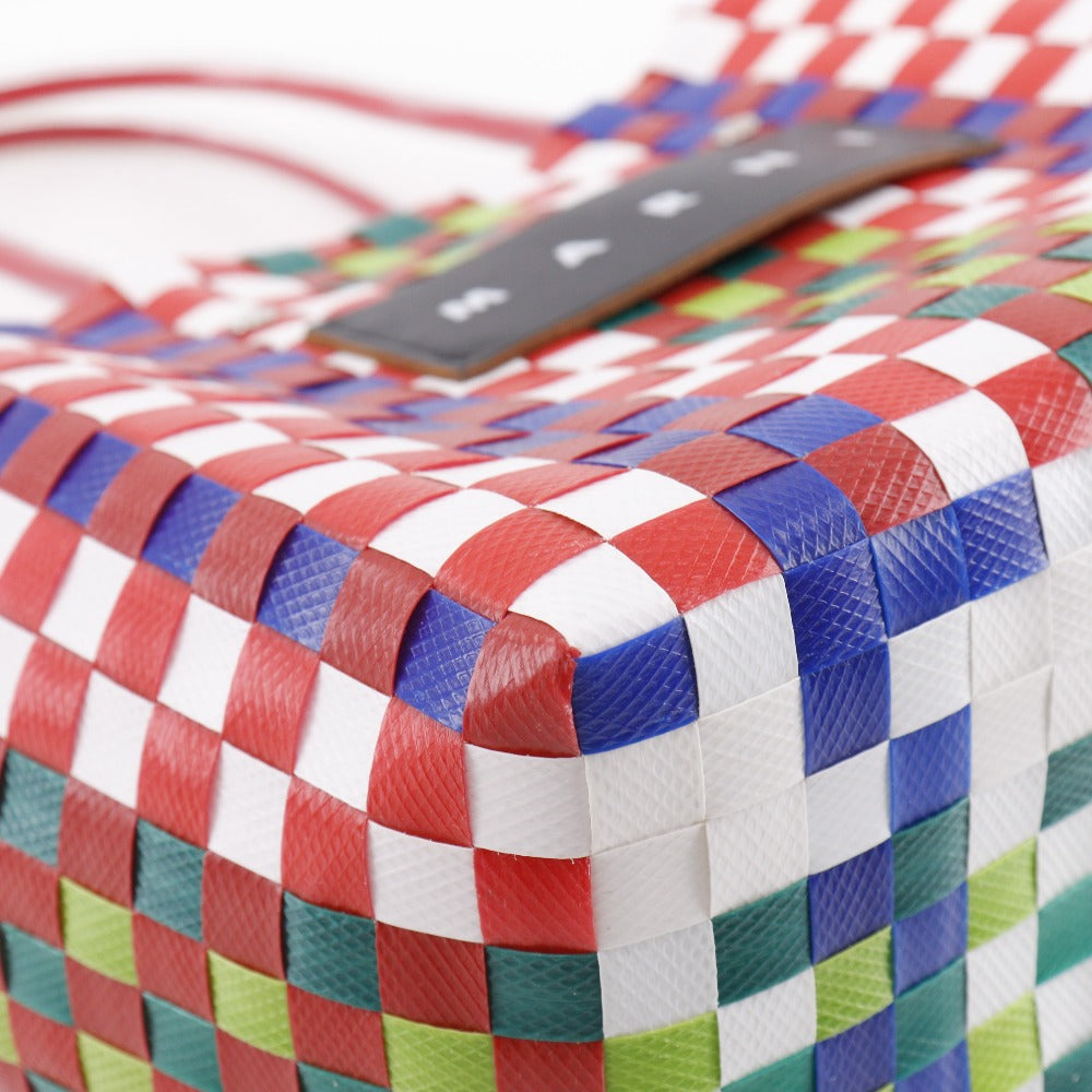 MARNI Handbag polypropylene Red Mini basket Flower cafe picnic bag Women Used Authentic