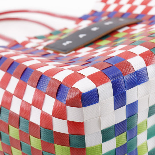 MARNI Handbag polypropylene Red Mini basket Flower cafe picnic bag Women Used Authentic