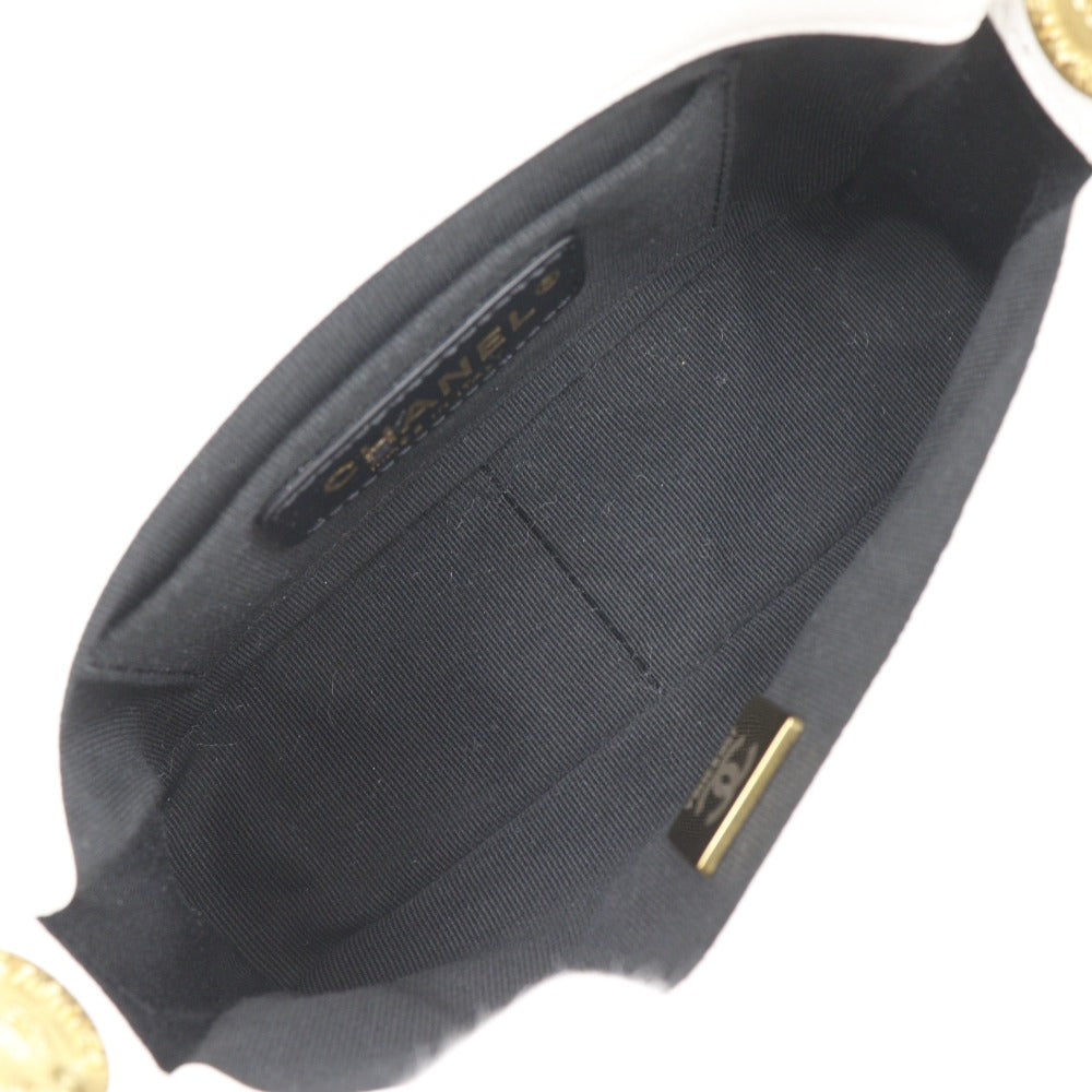 CHANEL Shoulder Bag A35200 Caviar skin White/Gold Metal ChainShoulder Matelasse Flap Shoulder Women Used Authentic