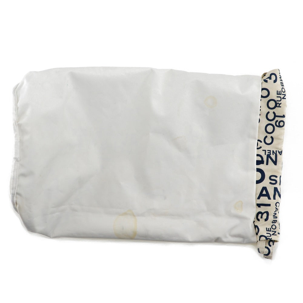 CHANEL Shoulder Bag cotton White logo Bysy line Beach bag Women Used Authentic