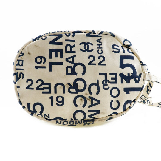CHANEL Shoulder Bag cotton White logo Bysy line Beach bag Women Used Authentic