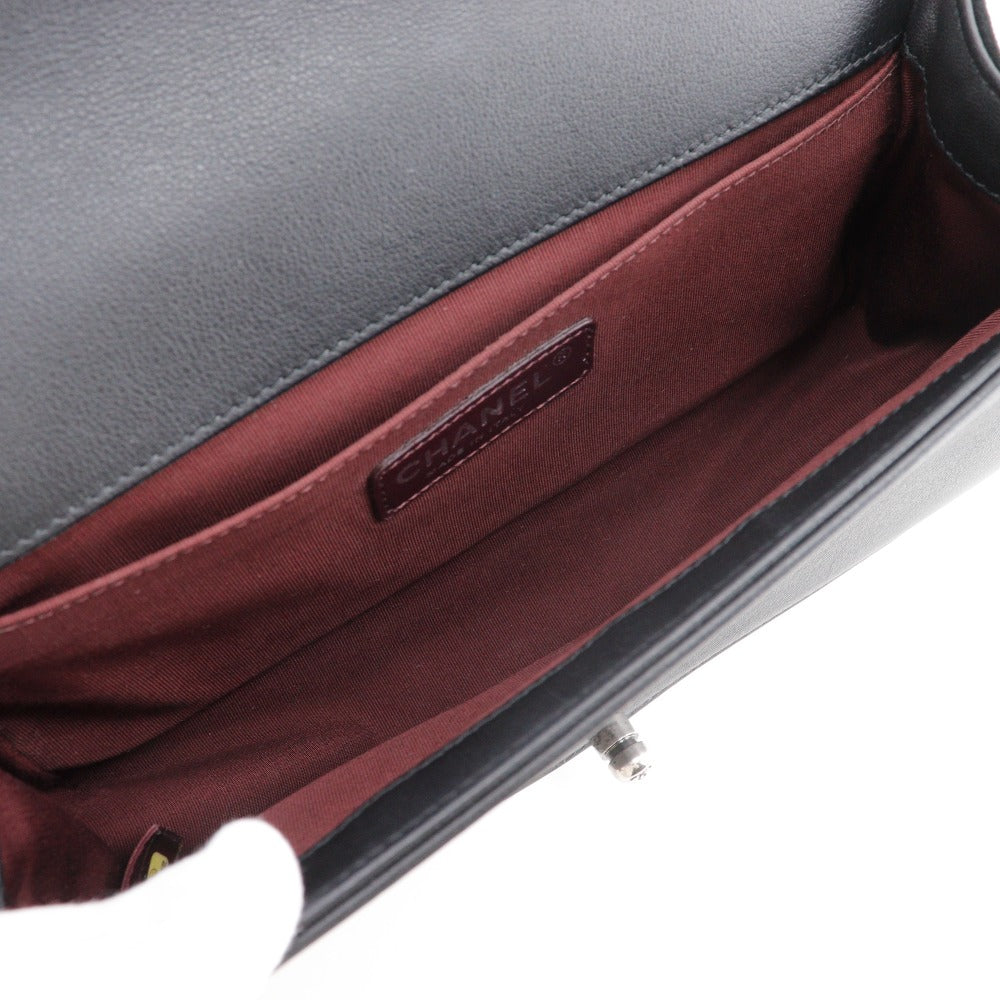 CHANEL Shoulder Bag Velour, Leather black Matelasse stitch ChainShoulder Boy Chanel 25 Women Used Authentic