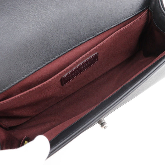 CHANEL Shoulder Bag Velour, Leather black Matelasse stitch ChainShoulder Boy Chanel 25 Women Used Authentic