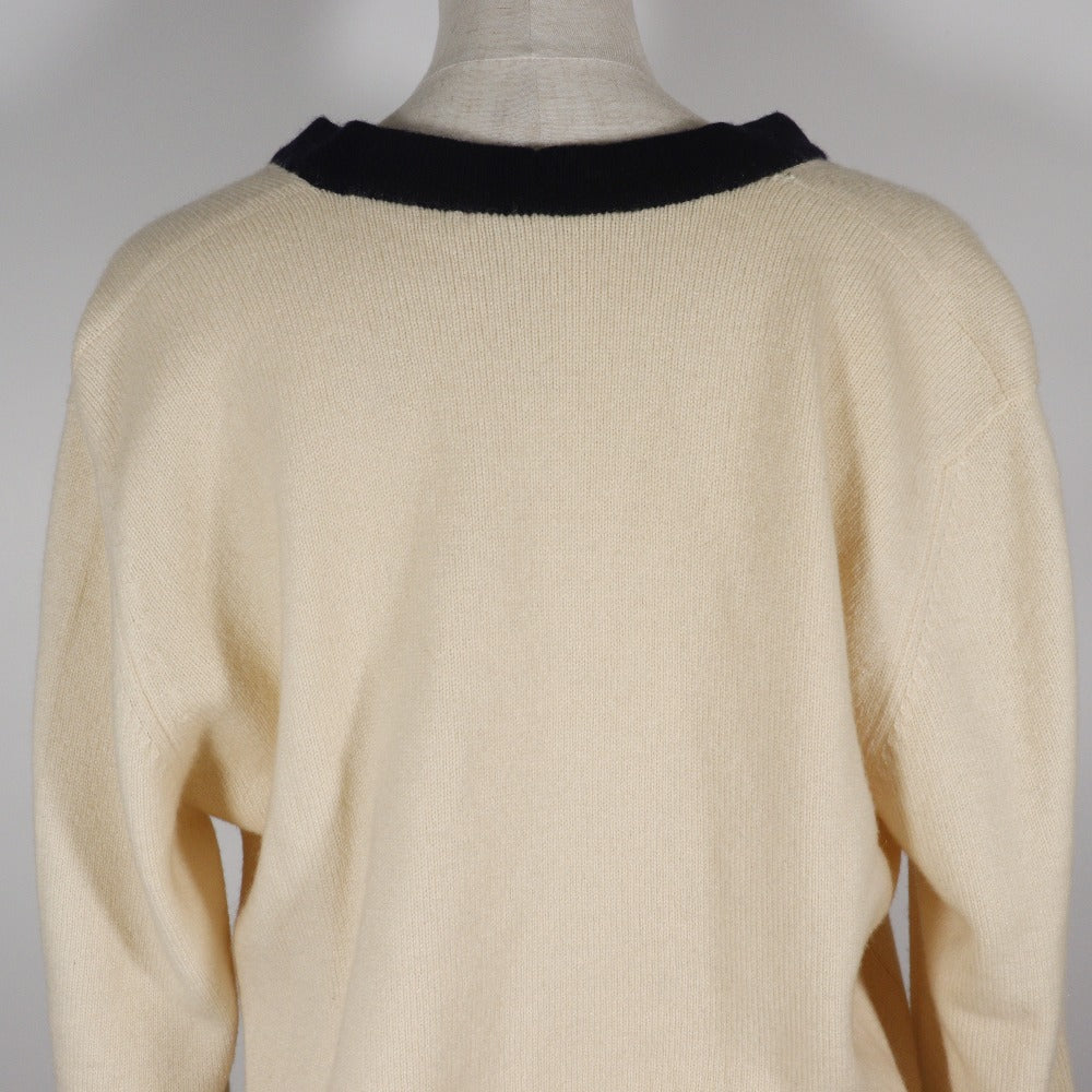 CHANEL cardigan cashmere Two-tone color (beige) V neck Clover button No size listed