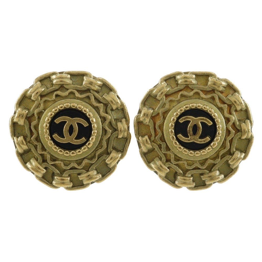 CHANEL Earring Plated Gold gold vintage COCO Mark Women Used Authentic