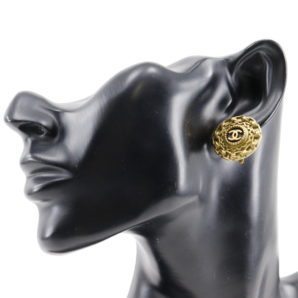 CHANEL Earring Plated Gold gold vintage COCO Mark Women Used Authentic