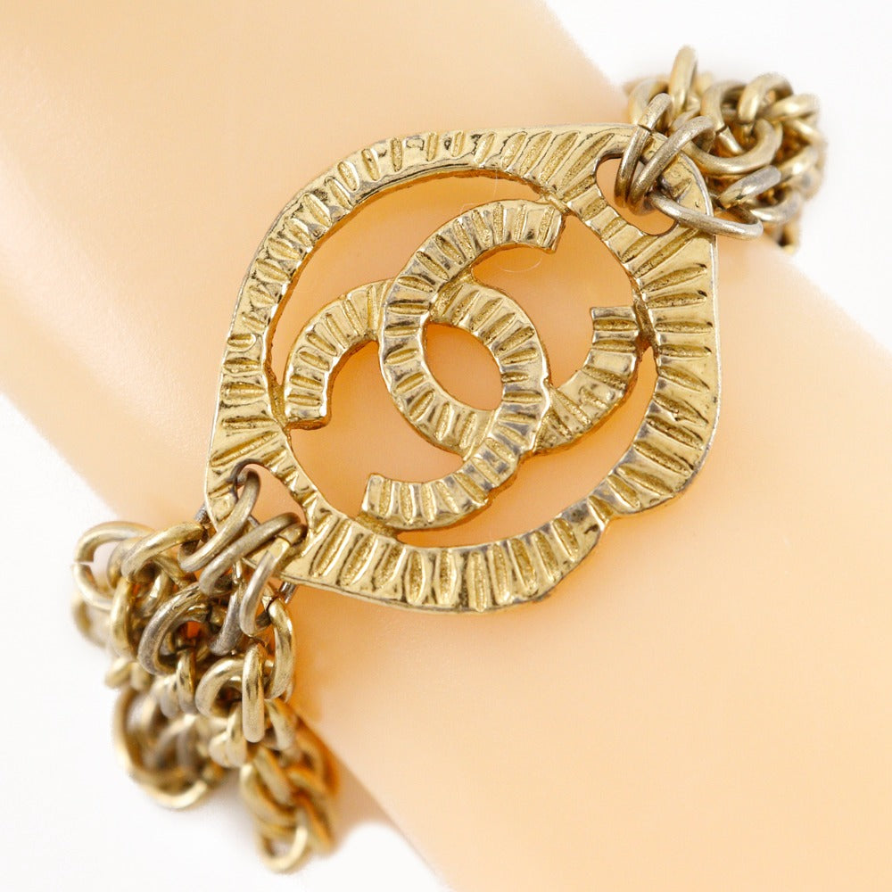 CHANEL bracelet Plated Gold gold vintage COCO Mark 3 in a row