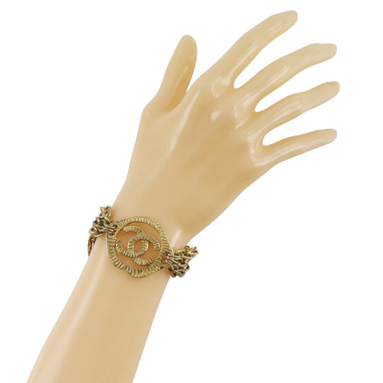 CHANEL bracelet Plated Gold gold vintage COCO Mark 3 in a row