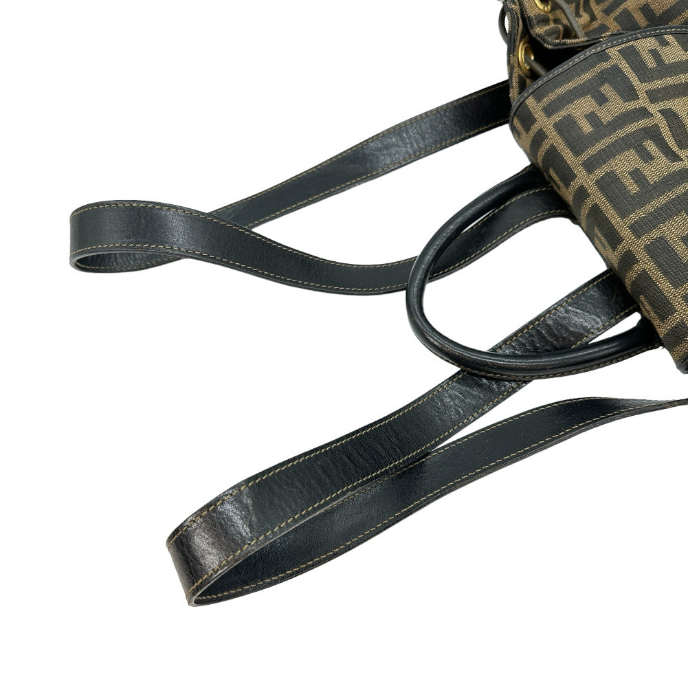 FENDI Backpack canvas canvas Khaki black Zucca Women Used Authentic