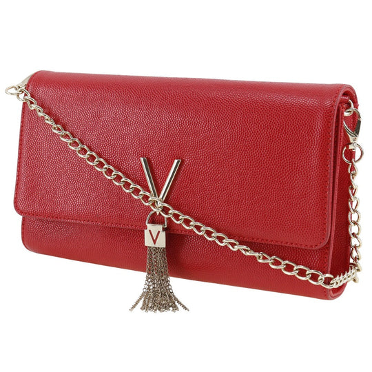 MARIO VALENTINO Shoulder Bag leather Red 2-way clutch ChainShoulder Women Used Authentic