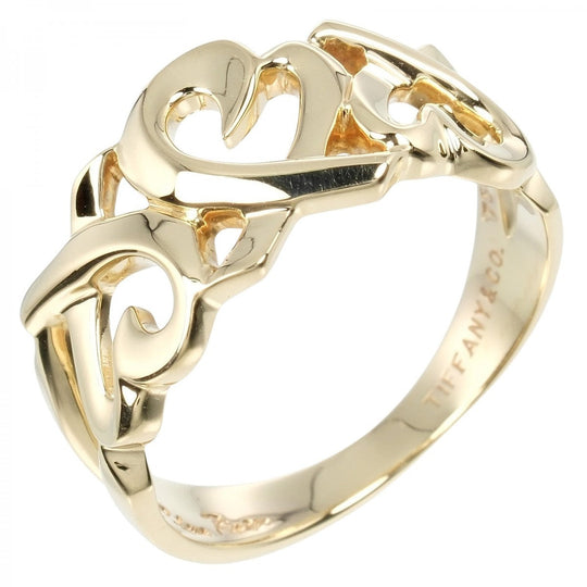 TIFFANY&Co. Ring K18 yellow gold gold Triple rubbing heart Women Used Authentic