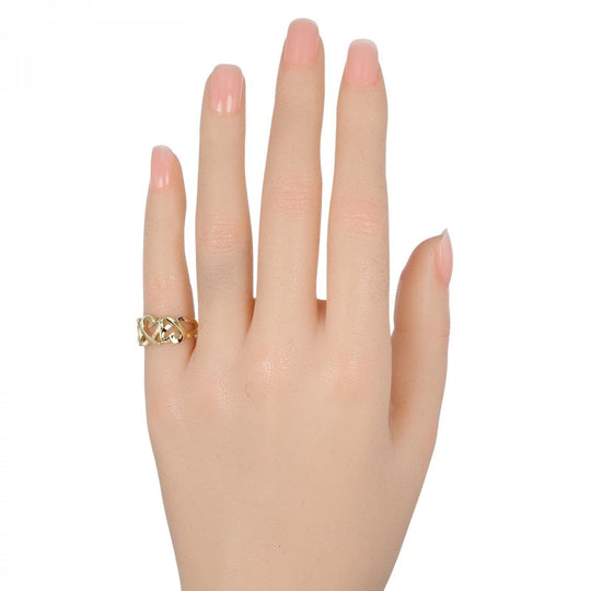 TIFFANY&Co. Ring K18 yellow gold gold Triple rubbing heart Women Used Authentic