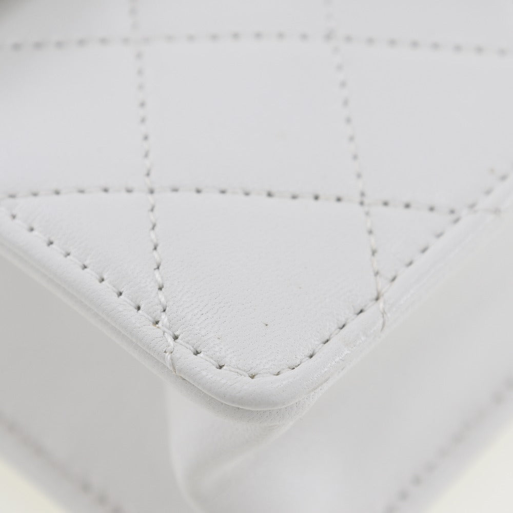 CHANEL Shoulder Bag AS0584 lambskin White Matrasse Women Used Authentic