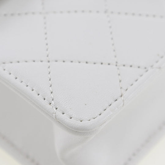 CHANEL Shoulder Bag AS0584 lambskin White Matrasse Women Used Authentic