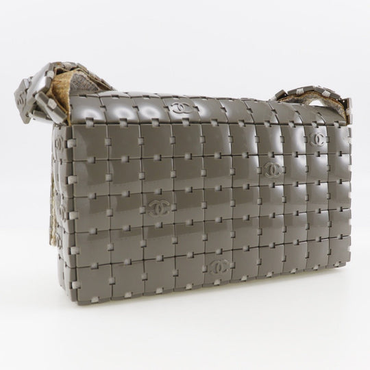 CHANEL Shoulder Bag Plastic, Canvas gray Puzzle Shoulder Women Used Authentic