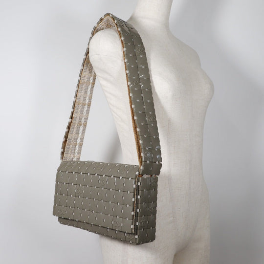 CHANEL Shoulder Bag Plastic, Canvas gray Puzzle Shoulder Women Used Authentic